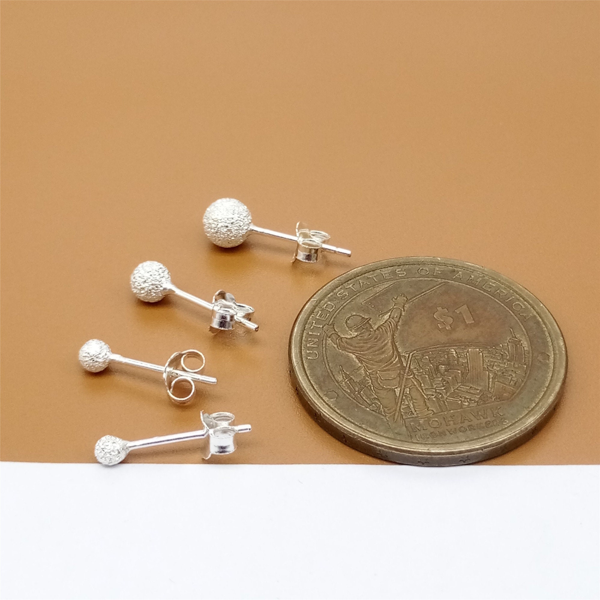 5mm Stardust Ball Stud Earrings In 925 Sterling Silver - Gift Boxed For Christmas, Birthday