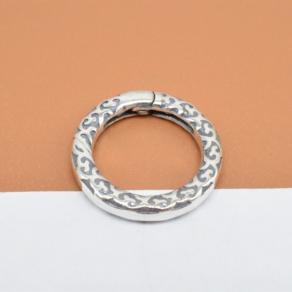 Sterling Silver Decorative Push Clasp, 925 Silver Tribal Push Clasp, Decorative Hinged Clasp, Circle Clasp, Spring Gate Clasp, Holder Clasp