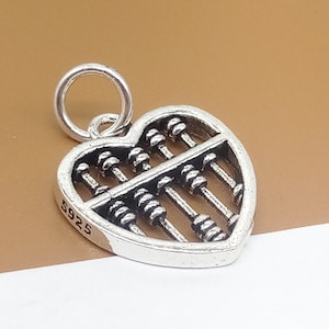 2 Sterling Silver Heart Abacus Charms, Counting Frame Charms, 925 Silver Abacus Charms, Bracelet Charm, Necklace Charm
