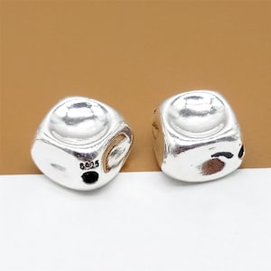 2 Sterling Silver Nugget Beads, Shiny Beads, 925 Silver Nugget Bead, Bracelet Bead, Necklace Bead