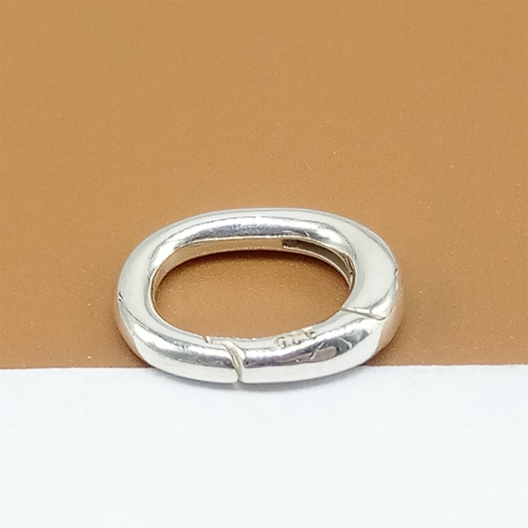 2 Sterling Silver Push Clasp, 925 Silver Push Clasp, Hinged Ring Clasp