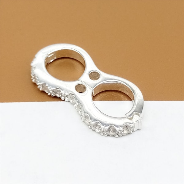 925 Sterling Silber Verkürzter Verschluss für Perlenarmband Halskette, Perlen Zirkon Verschluss, 925 Silber Perlenverschluss für 5-6mm Perle