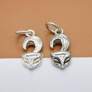 6 Sterling Silver Fox Charms, 925 Silver Fox Pendants, Bracelet Charm, Necklace Charm, Animal Charms