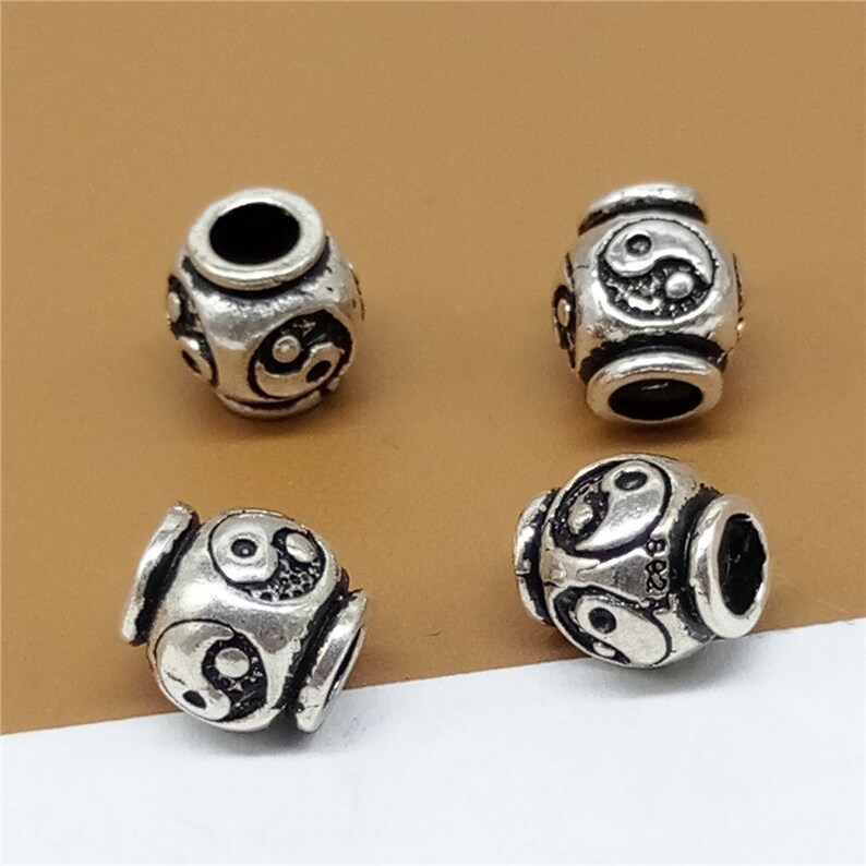 4 Pcs Vintage 925 Sterling Silver Spacer Bead for Jewelry Making