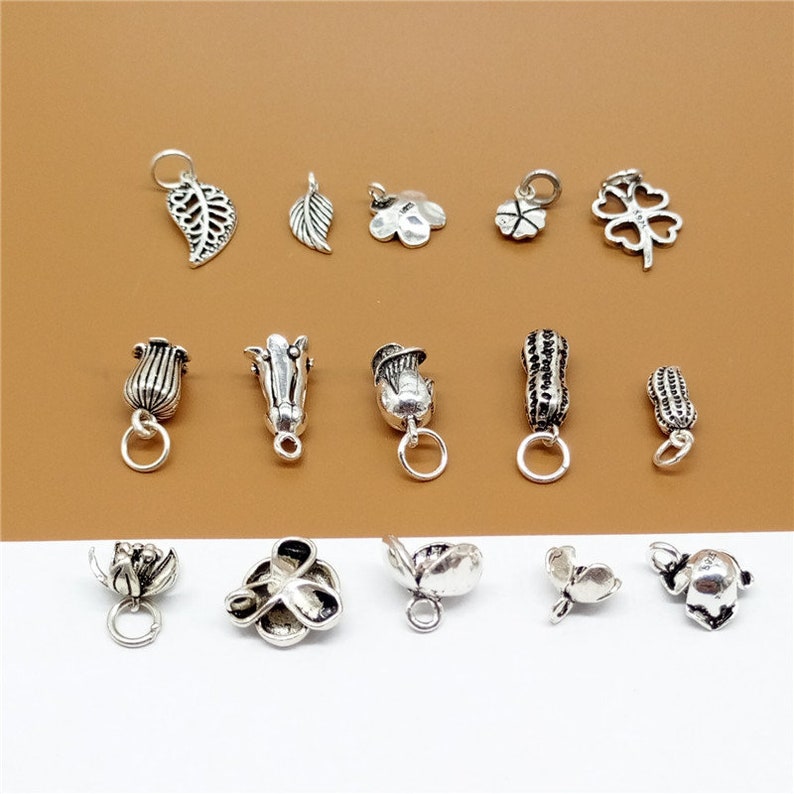 5 Sterling Silver Small Charms 925 Sterling Silver Leaf Etsy