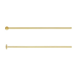 30pcs 14K Gold Filled Headpins, Ball Head Pins, Cup Head Pin, Gold Filled Pin 26 gague, 24 gauge, 22 gauge, 1&quot; 1.5&quot; 2&quot;(25.4mm 38.1mm 50.8mm)