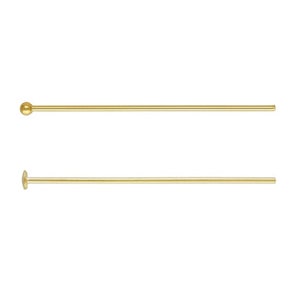 2 inch 2mm Dot Head Pins - Satin Gold (10 pieces)