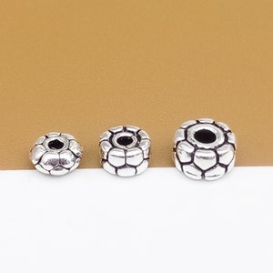 Sterling Silver Small Donut Spacer Beads for Bracelet Necklace, 925 Silver Spacer Beads, Oxidized Donut Bead 4mm 4.5mm 5.5mm