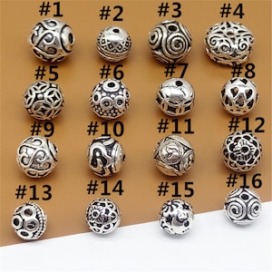 2 Sterling Silver Round Beads, Oxidized Beads, Spiral Bead, Round Style Beads, 925 Silver Bracelet Beads, Necklace Beads