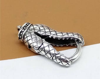 Sterling Silver Crocodile Push Clasp, Alligator Hinged Ring Clasp, 925 Silver Crocodile Spring Gate Clasp, Animal Clasp, Push Gate Clasp