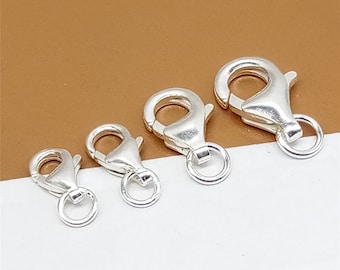 10 Sterling Silver Trigger Clasps with Closed Jump Ring, Lobster Clasp, 925 Silver Lobster Clasp, Lobster Claw Clasp, Sterling Lobster Clasp