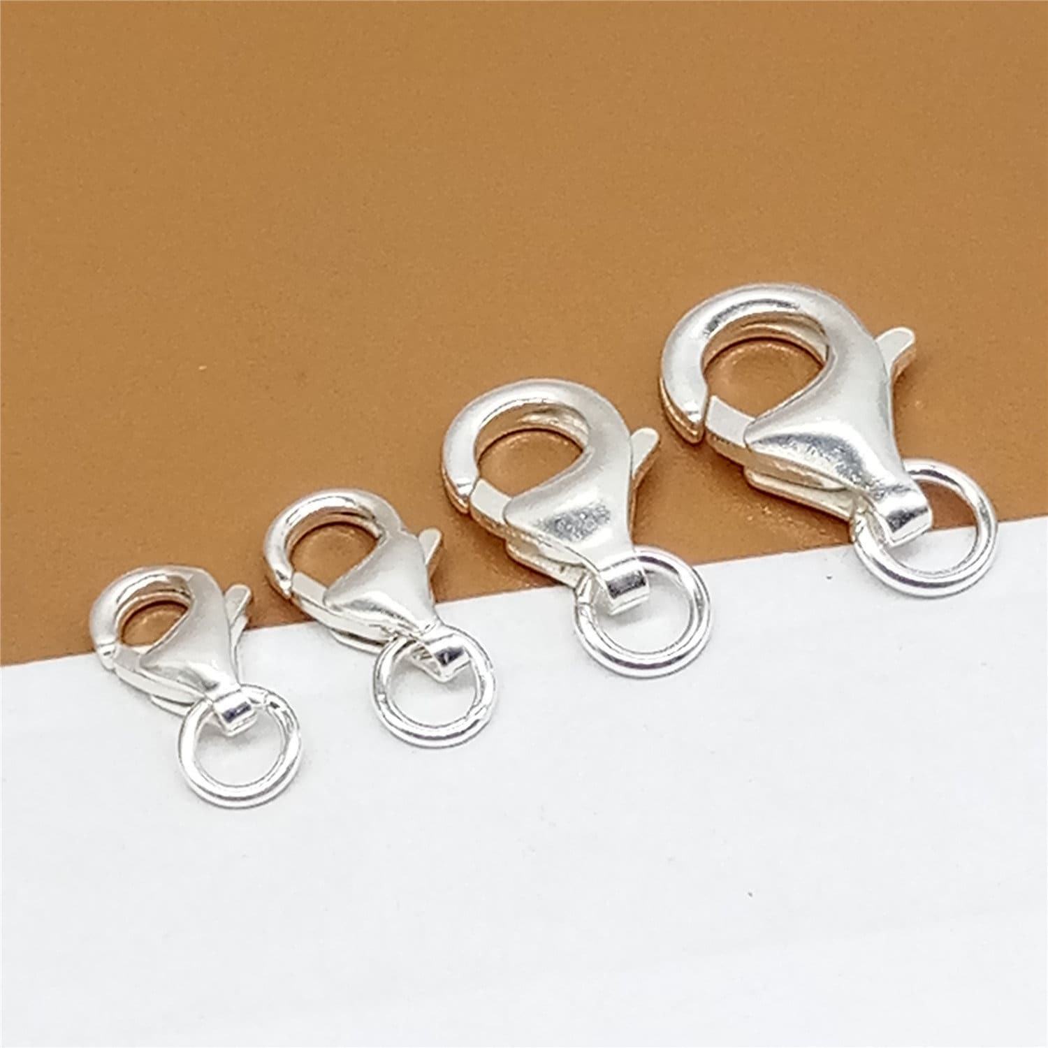 10x17mm Rounded Teardrop Lobster Claw Clasps Sterling Silver .925