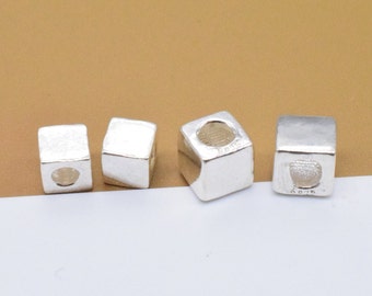 6 Sterling Silver Small Cube Beads, 925 Silver Shiny Cube Bead Spacer, Square Bead, Cubic Bead, Bracelet Bead, Necklace Bead 4mm 5mm