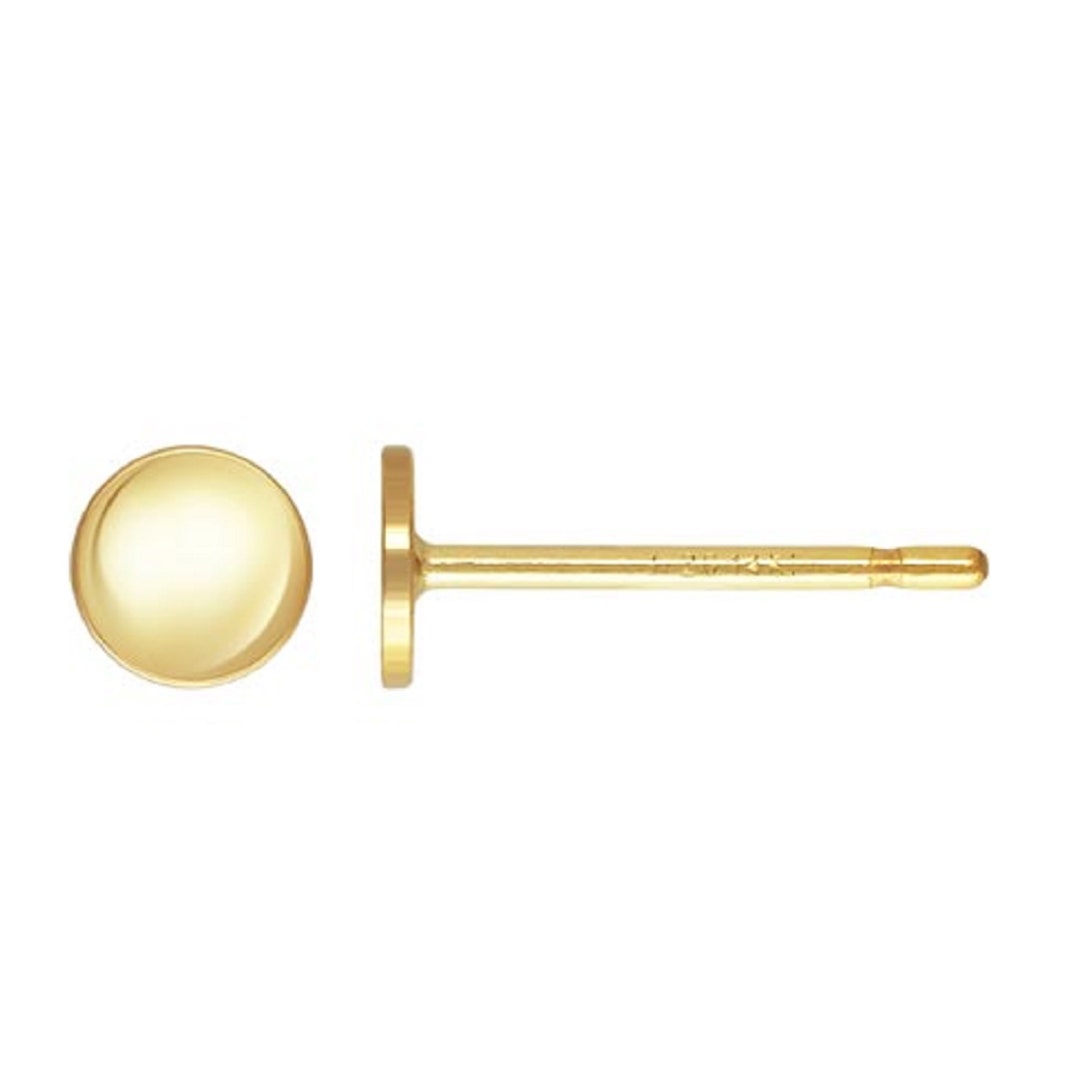 14K Gold Filled Disc Earring Post 4mm, Gold Filled Post Earring WITHOUT ...