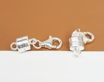 Zapięcie magnetyczne ze srebra próby 925 z zapięciem na karabińczyk, zapięcie magnetyczne ze srebra próby 925, błyszczące zapięcie magnetyczne, zapięcie bransoletki, konwerter naszyjnika