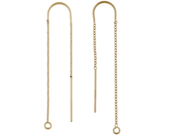 14K Gold Filled U Earring Threader Open Jump Ring, Ear Threader, Gold Filled U Thread, Cable Chain, Box Chain, Gold Filled Earring Jewelry