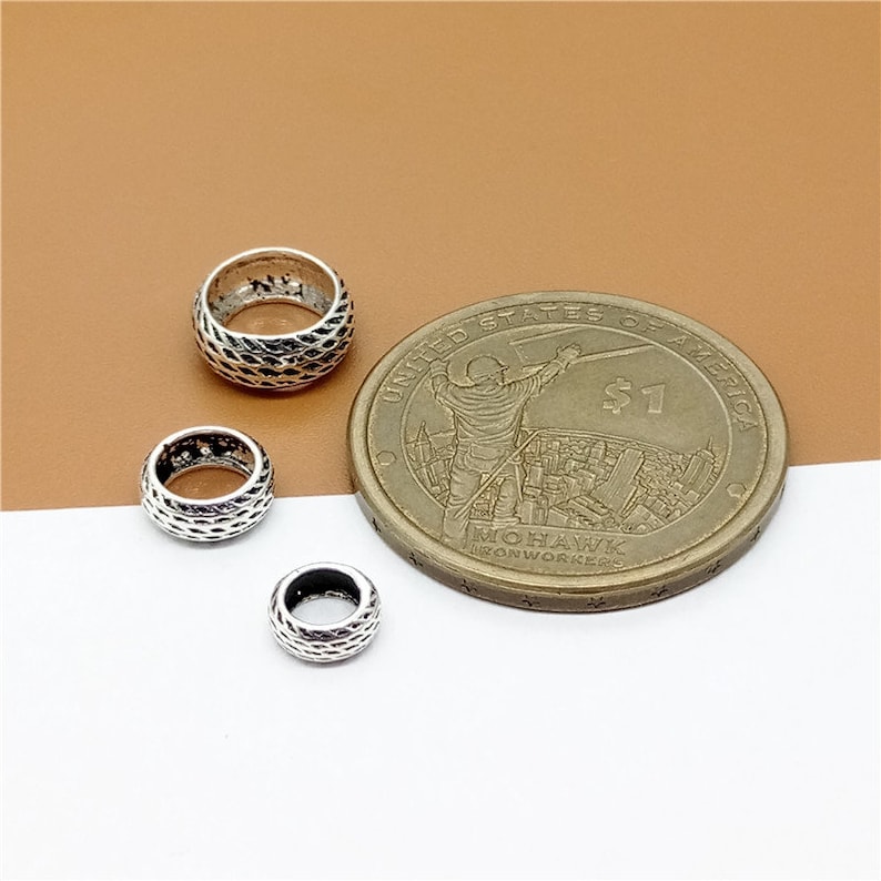 10 Sterling Silver Large Hole Bracelet Spacers 925 Silver Etsy