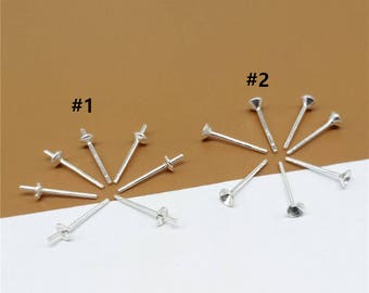 12 Pairs Sterling Silver Earring Posts, 925 Sterling Silver Earring Posts, Earring Cups, 0.5mm Thickness