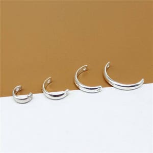 5 Sterling Silver Moon Bead Frames for 4mm, 6mm, 8mm, 10mm Beads, 925 Silver Bead Frames, Half Circle Bead Frames