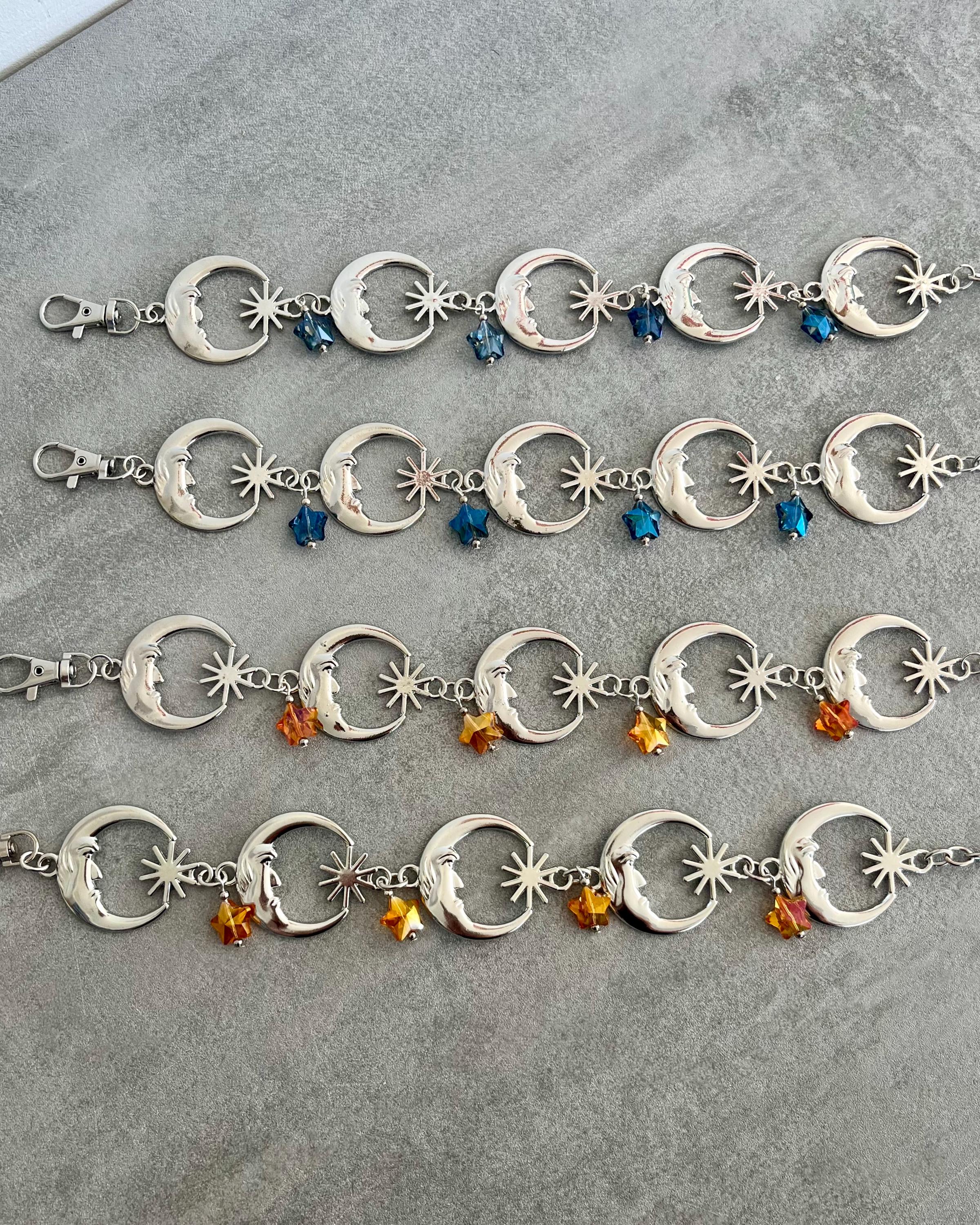 Metal Crescent Moon Waist Chain Belt with crystal stars