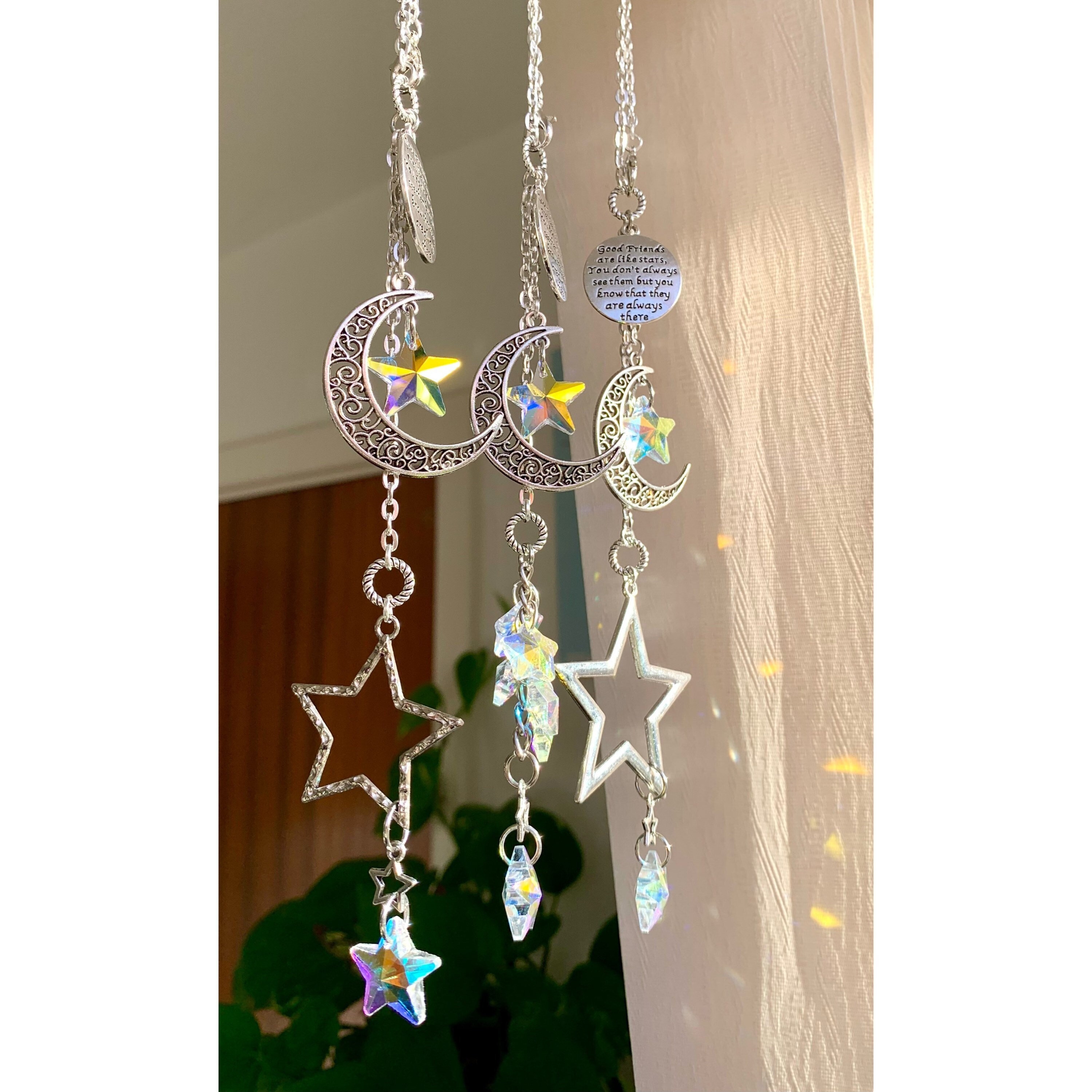 Good friends are like stars hanging charm with crystal stars - suncatcher, car mirror charm, special friend gift best friend friendship gift