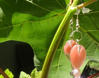 Pink Glass Dangling Earrings (E131)