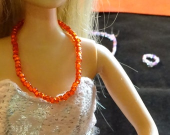 Tangerine Beaded Fashion Doll Necklace (DA3)