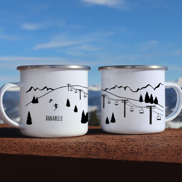 Ski Lift Campfire Mugs, Ski gifts mug, Couples mug, Anniversary mug, Inspirational Engagement mug World traveler gift Colorado