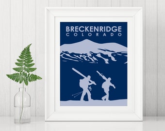 Breckenridge Colorado Ski print, Ski gifts Breckenridge, Breck skiing, Breckenridge art, Modern illustration Ski Christmas gift, ski gifts