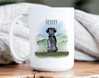 Taza de Labrador Retriever con el nombre de tu perro, taza personalizada para mascotas, regalo de Labrador Retriever para mamá o papá de Labrador Retriever, taza conmemorativa para perro, perro amado por siempre