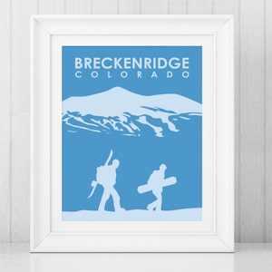 Breckenridge Snowboard Art Print Breckenridge Poster Snowboard Print Gift for snowboarder Colorado art Breckenridge CO art image 3