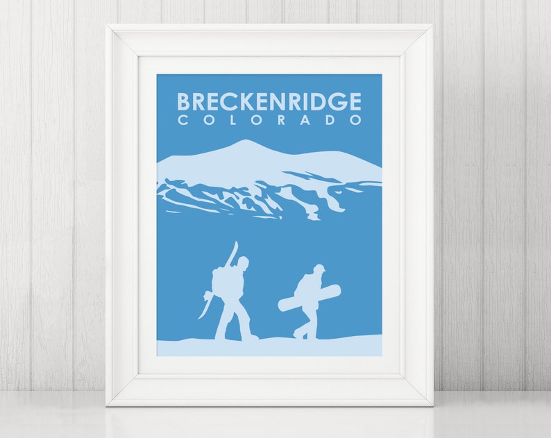 Breckenridge Snowboard Art Print Breckenridge Poster Snowboard Print Gift for snowboarder Colorado art Breckenridge CO art image 3