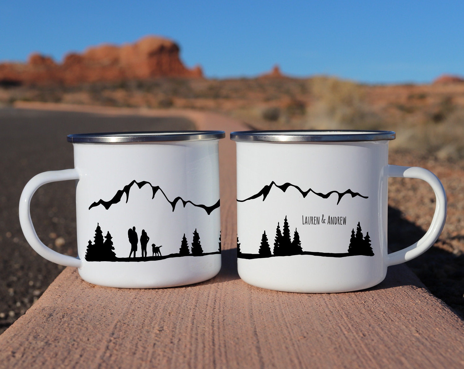 Camp Mug Personalized, Camping Mountain Camp Mug 11oz Camper Van Lake Decor  Coffee Cup - unique Custom name engagement gift for couple, 1x