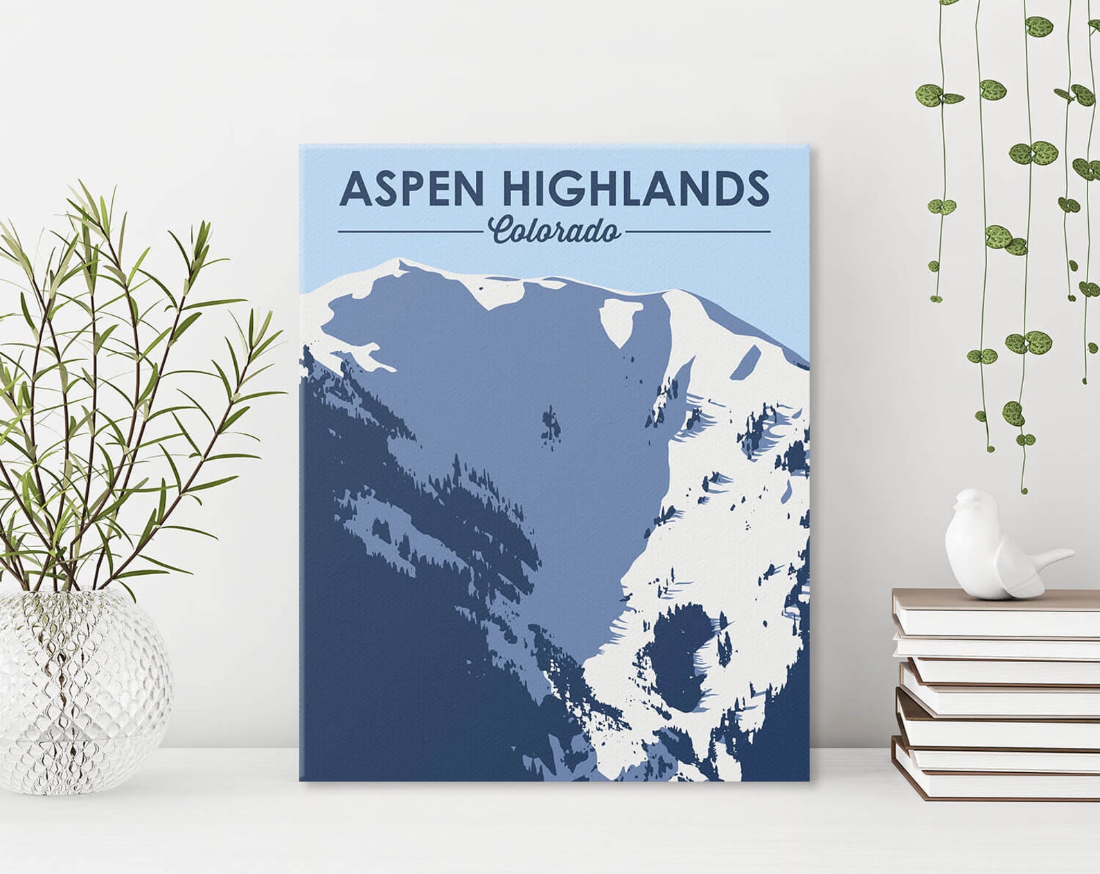 Aspen Highlands print canvas blue Colorado gifts Aspen wall Etsy