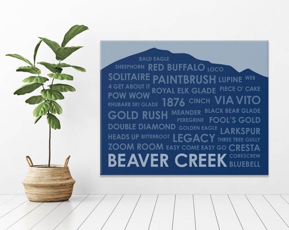 Beaver Creek Co Ski Trails Print Word Art Mountain Wedding Gift Ski Trail Map Word Shape Colorado Snowboard Art Ski Condo Art