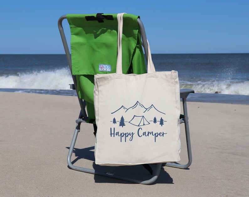 Camping Gifts Camper Decor Canvas Shoulder Bag Small Canvas Tote Adventure Awaits Messenger Bag for Women Happy Camper Tote ~ Camping Gear