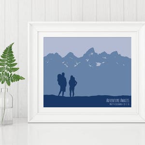Hike art print for couple - camper decor, outdoorsy couple, engagement gift colorado gifts camp gift anniversary wedding mountain hiking