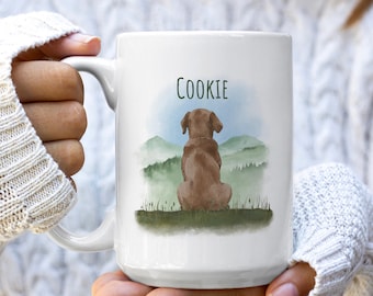 Chocolate Lab Mom Mug, Custom Dog Name Cup, Chocolate Labrador Gift for Dog Lovers, New Pet Owner or Granddog Gift, Personal Pet Gifts