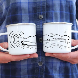 Surf decor Cool mugs, Custom enamel mug, Beach lover gift, Best friend mug Unique Rustic coffee mug Summer Camping gear Outdoors image 8