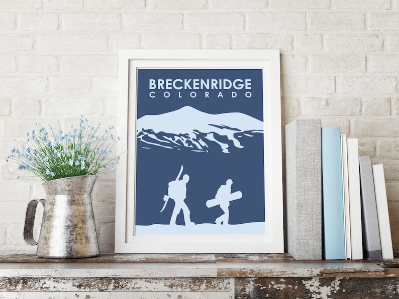 Breckenridge Snowboard Art Print Breckenridge Poster Snowboard Print Gift for snowboarder Colorado art Breckenridge CO art image 1