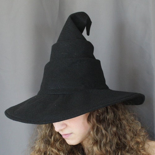 Witch Hat Wizard Hat Felt Hat Halloween Pointy Hat Wide Brim / Etsy