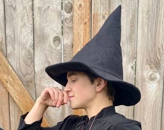 Black Witch Hat / Wizard Hat / Mage Hat / Felt hat / Pointy Hat /Halloween