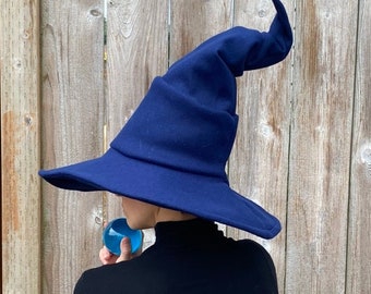 Midnight Blue "Crooked Mage" Witch Hat / Wizard Hat / Pointy Hat / Mage, Sorcerer, Warlock / Halloween