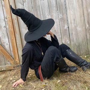 Black Crooked Mage Witch Hat / Wizard Hat / Pointy Hat / Mage, Sorcerer, Warlock / Halloween image 5