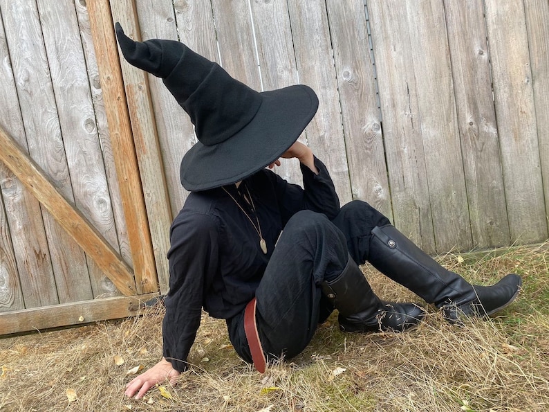 Black Crooked Mage Witch Hat / Wizard Hat / Pointy Hat / Mage, Sorcerer, Warlock / Halloween image 5