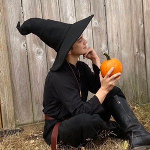 Black Crooked Mage Witch Hat / Wizard Hat / Pointy Hat / Mage, Sorcerer, Warlock / Halloween image 3