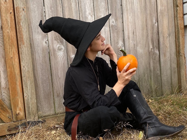 Black Crooked Mage Witch Hat / Wizard Hat / Pointy Hat / Mage, Sorcerer, Warlock / Halloween image 3