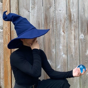 Midnight Blue Crooked Mage Witch Hat / Wizard Hat / Pointy Hat / Mage, Sorcerer, Warlock / Halloween image 2