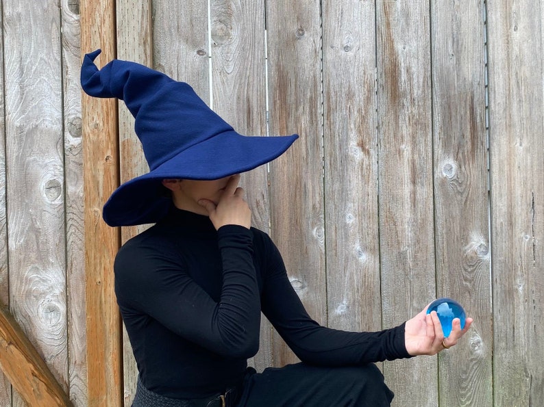 Midnight Blue Crooked Mage Witch Hat / Wizard Hat / Pointy Hat / Mage, Sorcerer, Warlock / Halloween image 2