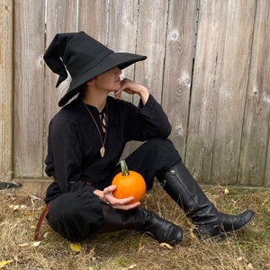 Black Wizard Chill Hat / Witch Hat / Mage, Sorcerer, Warlock / Halloween / DnD image 1